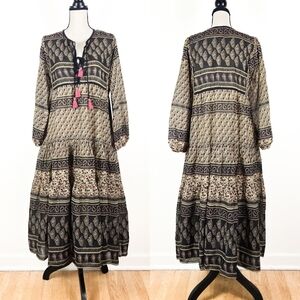 NWT Blue Boheme Kayla 100% Cotton Midi Dress, Vintage Brown